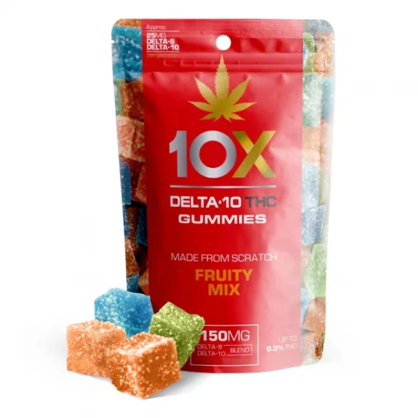 Delta-10 THC Gummies Pouch Fruity Mix